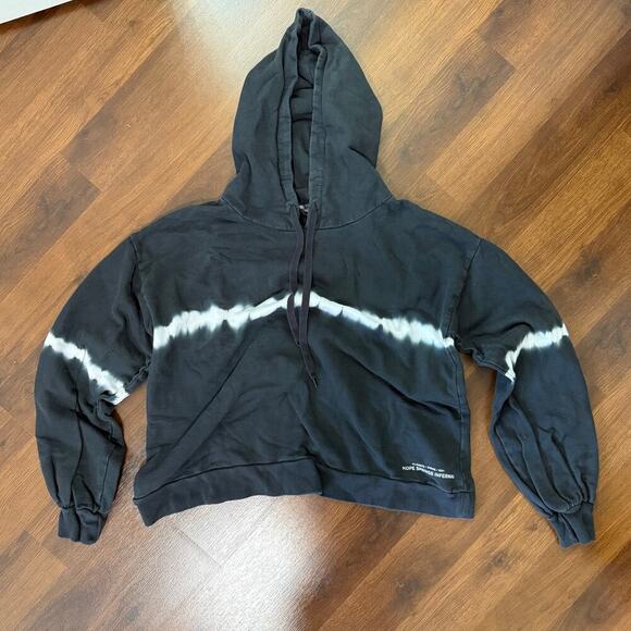 All Saints Rihan Women's Tye Dye Hoodie Black White Sz M Casual Y2K Lounge - Picture 2 of 10